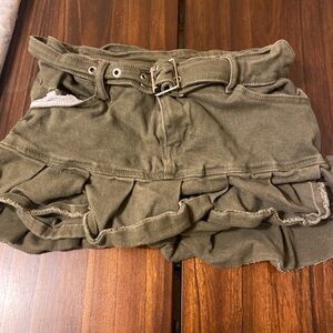 Olive Green Ruffled Skirt